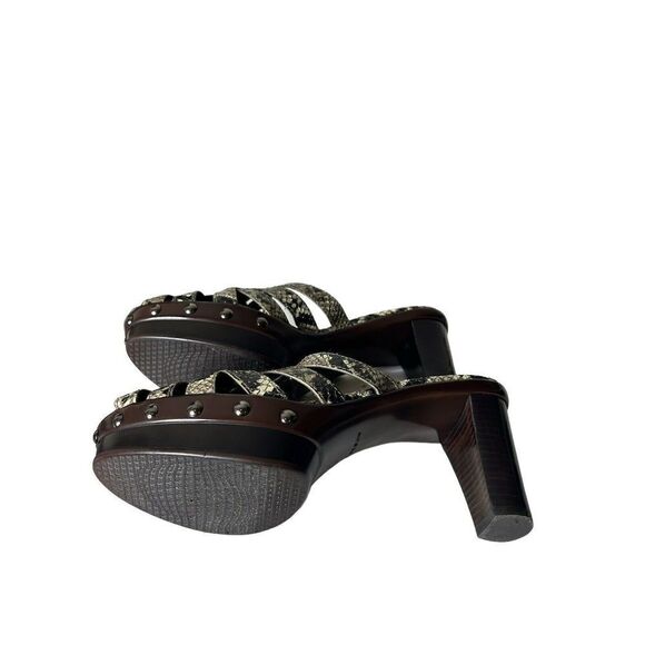 Stuart Weitzman 8M Snake Skin Woven Leather Pumps Sandals Studded Heel Slip On - Picture 5 of 7